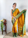 Zari Weaving Banarasi Soft Silk Ready to Wear Saree - women's fashion mart