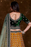 Mustard Designer Embroidered Lehenga Choli In Art Silk Fabric With Alluring Blouse.
