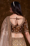 Brown Art Silk Festive Wear Embroidered Chaniya Choli With Beautiful Blouse.