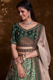 Art Silk Sangeet Wear Lehenga With Embroidery Work In Green.