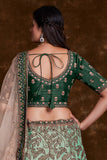 Art Silk Sangeet Wear Lehenga With Embroidery Work In Green.