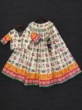 Green Color Foil And Printed Pure Cotton Lehenga Choli With Leheriya Bandhej Dupatta