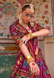 Glorious Wine Traditional Printed Silk Saree - women's fashion mart
