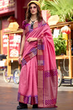 Cinnamon Pink Woven Banarasi Silk Saree - women's fashion mart