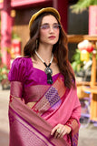 Cinnamon Pink Woven Banarasi Silk Saree - women's fashion mart
