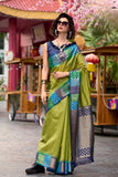 Celery Green Woven Banarasi Silk Saree - women's fashion mart