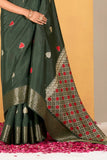 Mehendi Green Soft Dola Silk Classic Saree with Woven Detailing - women's fashion mart