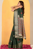 Mehendi Green Soft Dola Silk Classic Saree with Woven Detailing - women's fashion mart
