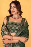 Mehendi Green Soft Dola Silk Classic Saree with Woven Detailing - women's fashion mart