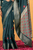 Mineral Green Soft Dola Silk Saree Featuring Detailed Woven Artistry - women's fashion mart