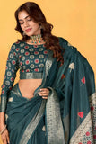 Mineral Green Soft Dola Silk Saree Featuring Detailed Woven Artistry - women's fashion mart