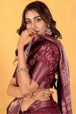 Luxurious Maroon Soft Dola Silk Saree with Exquisite Woven Design - women's fashion mart