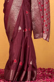 Luxurious Maroon Soft Dola Silk Saree with Exquisite Woven Design - women's fashion mart