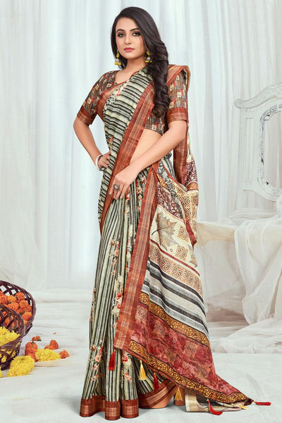 Fascinating Multi Color Cotton Casual Printed Saree.