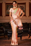 Attractive Peach Color Jacquard Digital Printed Saree.