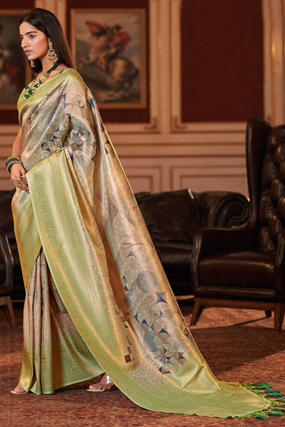 Alluring Multi Color Jacquard Digital Printed Saree.