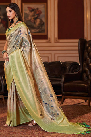 Alluring Multi Color Jacquard Digital Printed Saree.