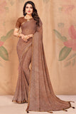 Casual Look Trendy Brown Color Saree In Chiffon Fabric.