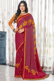 Dusky Maroon Color Printed Designs Casual Saree.