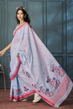Magnolia Purple Handloom Linen Saree - women's fashion mart