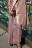 Burnished Brown Katan Silk Handloom Weaving Worked Classic Saree - women's fashion mart
