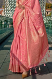 Light Coral Katan Silk Weaving Worked Designer Saree - women's fashion mart