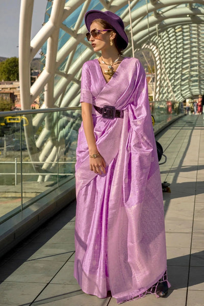 Opera Mauve Katan Silk Weaving Worked Designer Saree - women's fashion mart