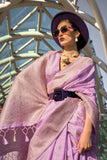 Opera Mauve Katan Silk Weaving Worked Saree -Saree Unstitched women's fashion mart