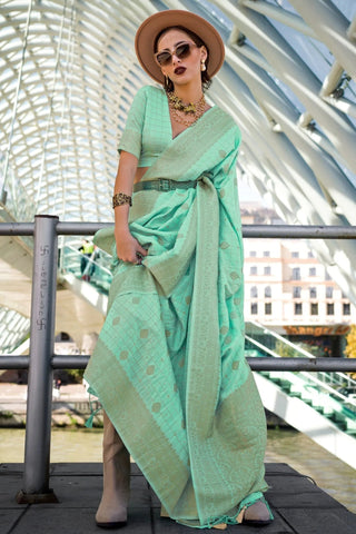 Envy Green Katan Silk Weaving Worked Designer Classic Saree - women's fashion mart