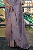 Purply Gray Katan Silk Weaving Worked Designer Saree - women's fashion mart