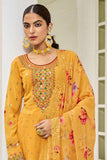 Mustard Georgette Fabric Embroidered Palazzo Suit.