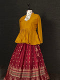 Maroon Color Foil Printed Rayon Material Lehenga With Top