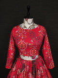 Red Color Vaishali Silk Lehengha Choli With Muslin Silk Dupatta