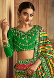 Fantastic Gaji Silk Green-Red Patola Printed Lehenga Choli - women's fashion mart