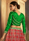 Fantastic Gaji Silk Green-Red Patola Printed Lehenga Choli - women's fashion mart