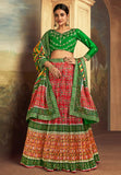 Fantastic Gaji Silk Green-Red Patola Printed Lehenga Choli - women's fashion mart