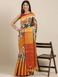 Designer Kalamkari Print Pattu Banarasi Silk Saree  women's fashion mart