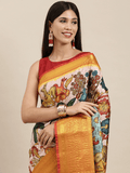 Designer Kalamkari Print Pattu Banarasi Silk Saree  women's fashion mart