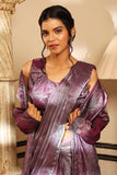 Attractive Party Style Art Silk Ready to Wear Saree With Long Jacket In Purple Color - women's fashion mart