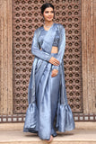 Alluring Grey Color Party Style Art Silk Ready to Wear Saree With Long Jacket - women's fashion mart