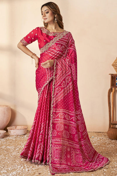 Awesome Gajji Silk Fabric Saree In Red Color - women's fashion mart
