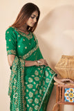 Appealing Gajji Silk Fabric Saree In Green Color - women's fashion mart