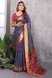 Amazing Navy Blue Color Jacquard Fabric Weaving Patola Saree - women's fashion mart
