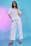 White Fancy Fabric Party Wear Designer Readymade Co Ord Set.