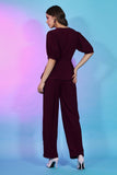 Maroon Color Fancy Party Wear Designer Readymade Co Ord Set.