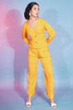 Yellow Rayon Viscose Fabric Party Wear Designer Readymade Co-Ord Set.