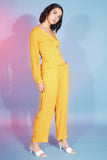 Yellow Rayon Viscose Fabric Party Wear Designer Readymade Co-Ord Set.