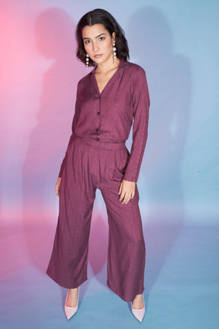 Maroon Color Viscose Rayon Party Wear Designer Readymade Co Ord Set.