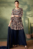 Printed Readymade Chinon Fabric Palazzo Suit In Multi Color.