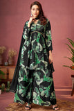 Multi Color Chinon Readymade Palazzo Suit With Embroidery Work.